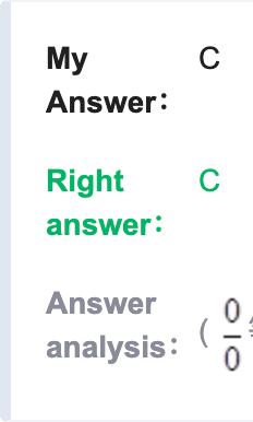 “My Answer: C; Right answer: C; Answer analysis: …”